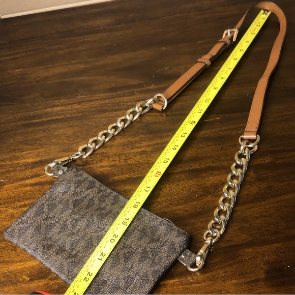 MICHAEL KORS MK Monogram Tan Brown Crossbody Bag with Two Tone Metal Hardware - Picture 9 of 17